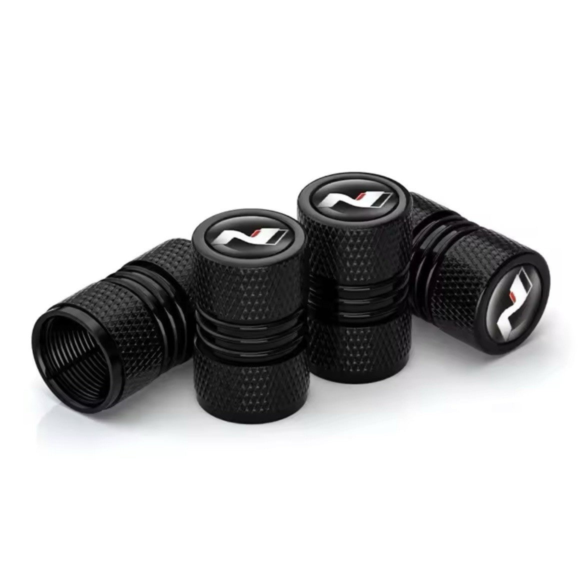 4pcs Black Metal N Performance Tyre Stem Valve Dust Caps Hyundai i20 i30 Elantra