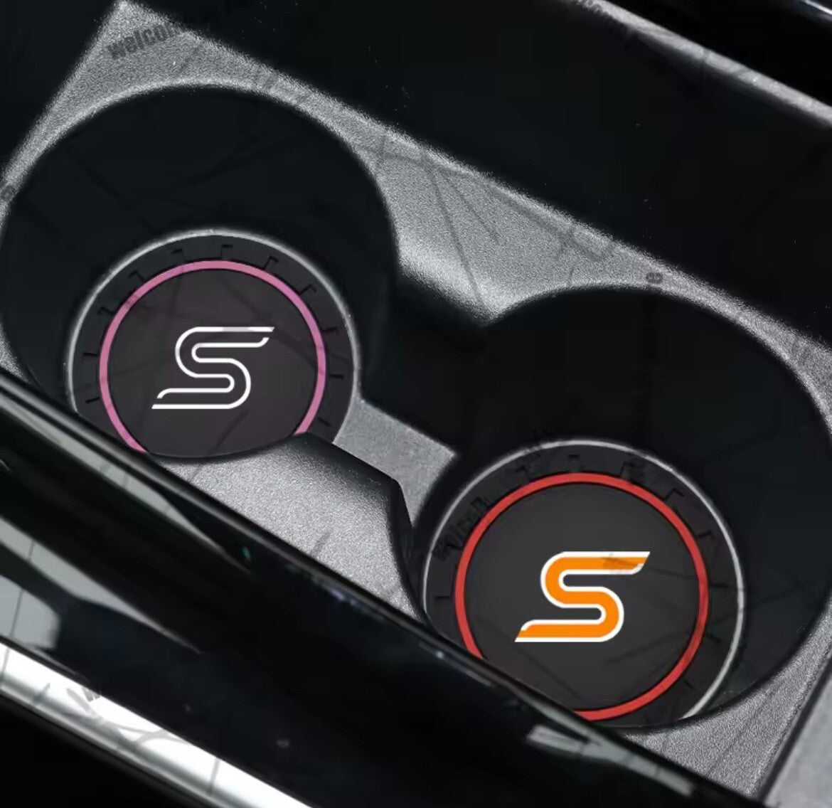 Ford Fiesta Focus Zetec S Anti-Slip Drink Coaster Cupholder Mat Black White 2pc
