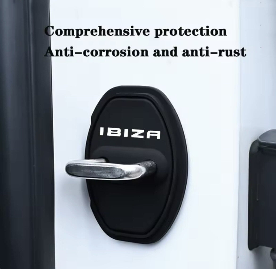 Seat Ibiza Black Silicone Door Lock Catch Protector Covers 2pcs