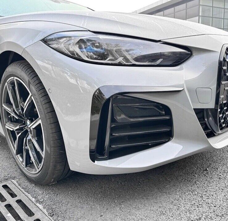 BMW 4 Series 2021-2024 Gloss Black Front Bumper Side Grille Vent Canards 2pcs