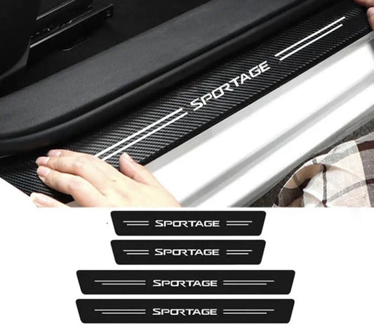 Kia Sportage Carbon Fibre Effect Adhesive Door Sill Overlay Strips Vinyl 4pcs