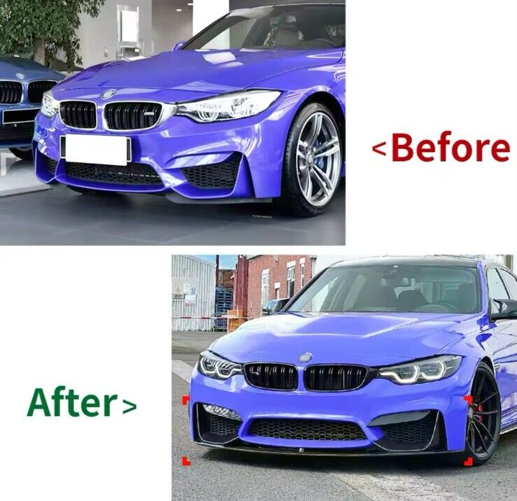 BMW M3 F80 F81 M4 F82 F83 2014-2020 Gloss Black Front Splitter & Canard Kit 3pcs