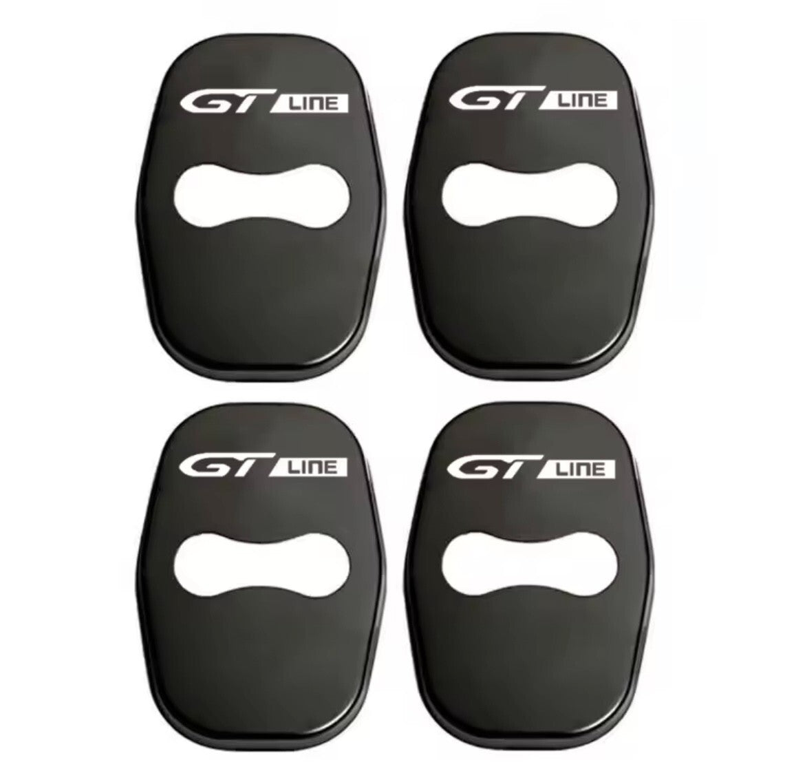 Peugeot GT Line Black Stainless Steel Door Lock Catch Protector Covers 4pcs