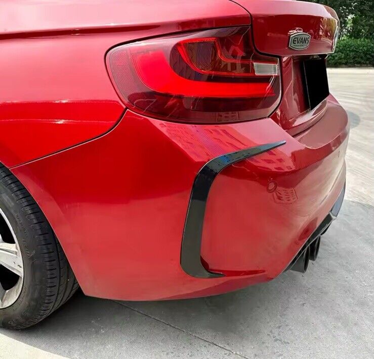 BMW M2 F87 2016-2021 Gloss Black Rear Bumper Side Vent Canards Trims 2pcs