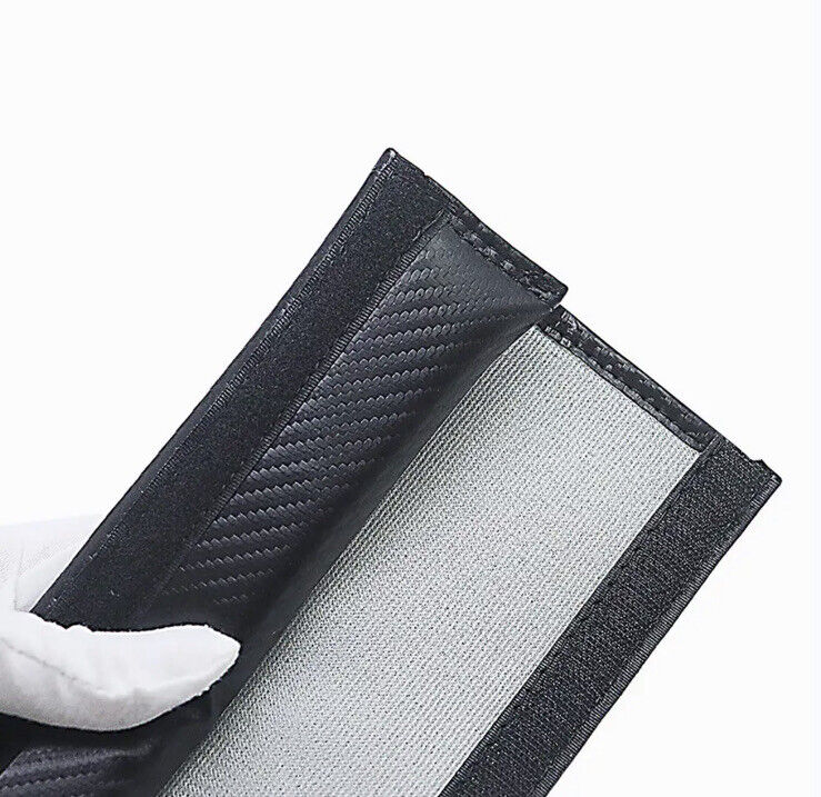 2pcs Renault Captur Seatbelt Cover Shoulder Pads PU Leather Carbon Fibre Effect
