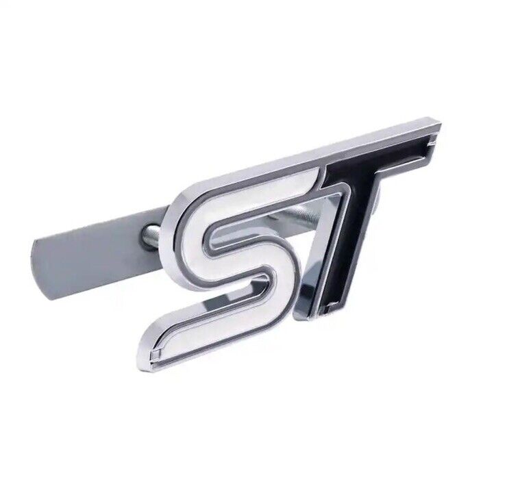 Ford ST Badge Black & White Two Tone Front Grille Badge 3D Metal Fiesta Focus