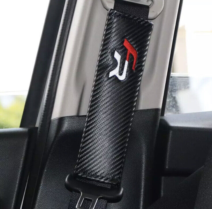 2pcs Seat FR Seatbelt Shoulder Pads Covers PU Leather Carbon Seat Ibiza Leon