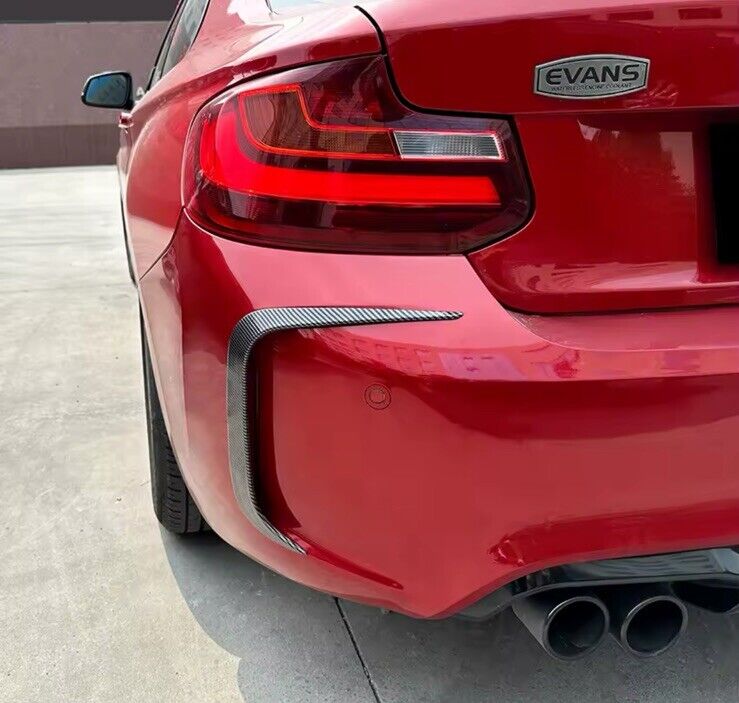 BMW M2 F87 2016-2021 Carbon Fibre Effect Rear Bumper Side Vent Canard Trims 2pcs