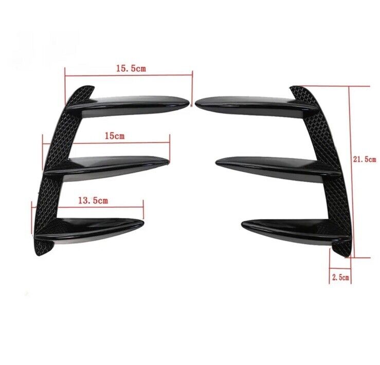 Mercedes A Class 2013-2018 Rear Bumper Grille Vent Canards Fins Gloss Black
