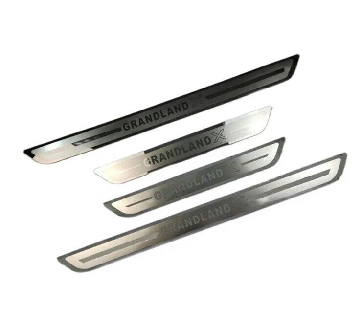 Vauxhall Grandland X Stainless Steel Door Sill Protector Strips Scuff Plates 4pc