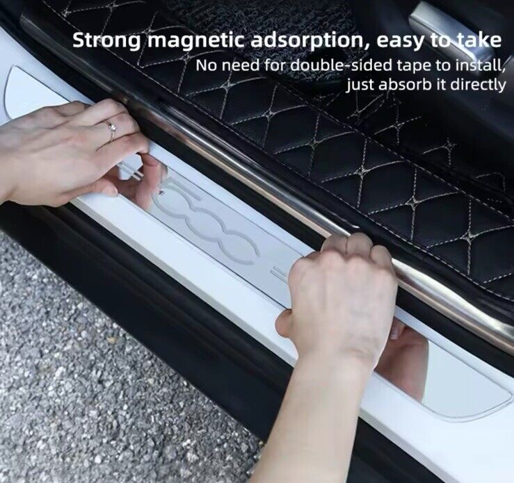 Fiat 500 LED Colour Change Door Sill Protector Strips Scuff Plates Wireless RGB