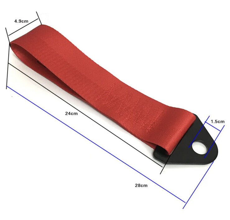 JDM Racing Tow Strap 28cm Red Nylon With Fixing Bolt JDM Style Tow Rope 2T
