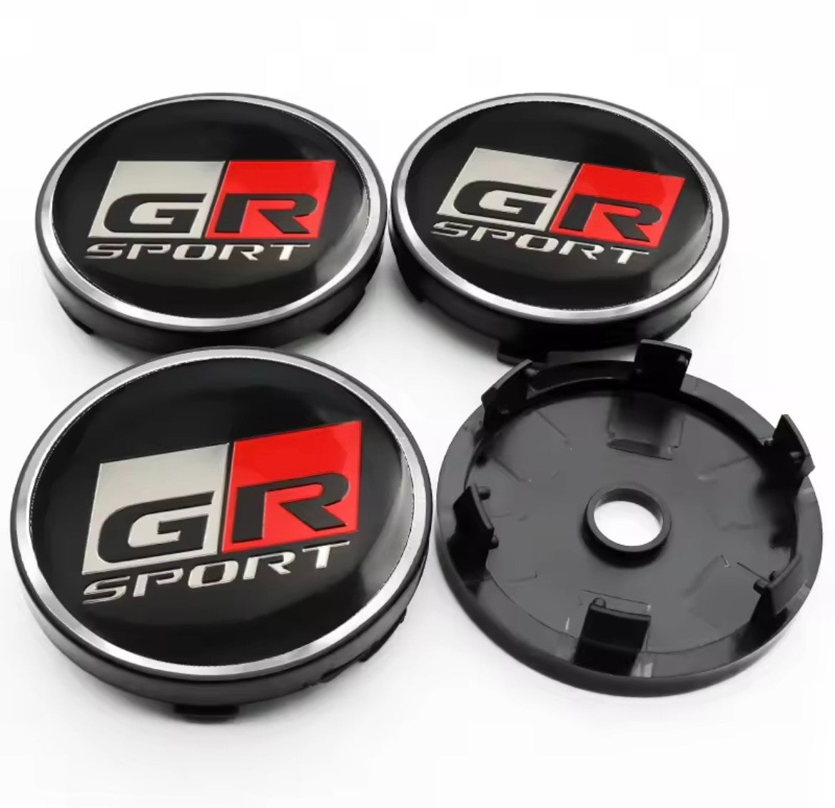 Toyota GR Sport 60mm Wheel Centre Caps 4pcs Hub Caps Black Red Silver