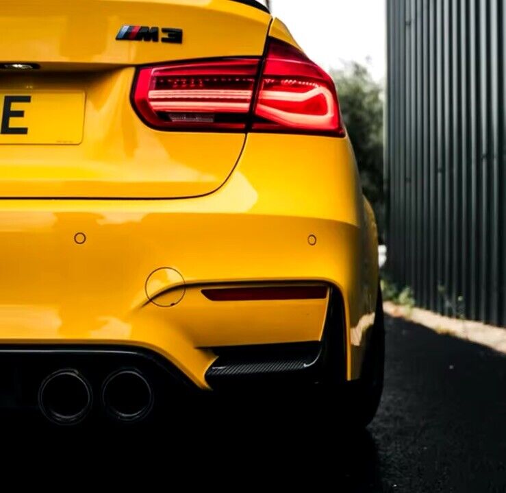 BMW M3 M4 F80 F82 F83 Carbon Fibre Effect Rear Bumper Canards Fog Light Trim