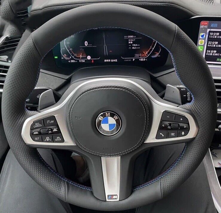 FITS 05-11 BMW E90 E91 PERFORATED LEATHER STEERING WHEEL COVER SKY BLUE STITCH FITS 05-11 BMW E90 E91 PERFORATED LEATHER STEERING WHEEL COVER SKY BLUE STITCH