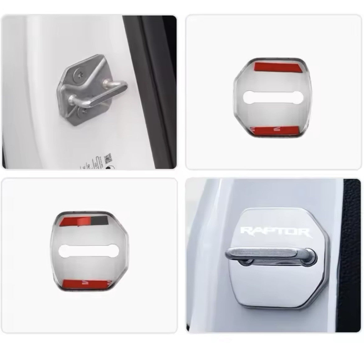 Ford Ranger Raptor Silver Stainless Steel Door Lock Covers Accessories 4pcs