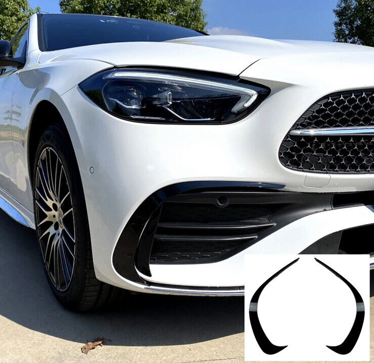 Gloss Black Front Bumper Side Canards For Mercedes Benz C Class W206 2pcs