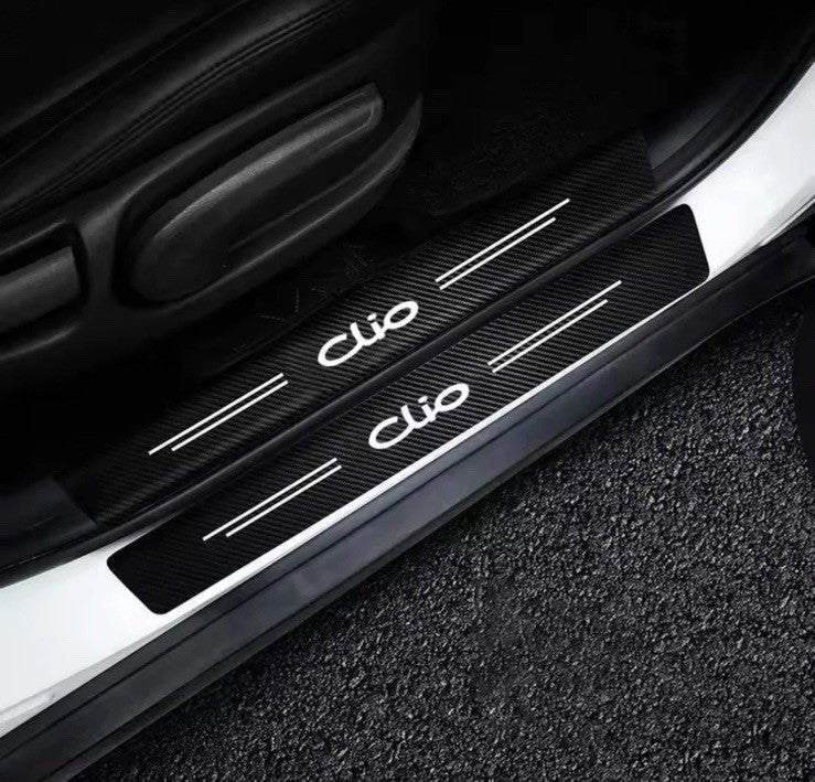 4pcs Renault Clio Car Door Sill Protective Strips Overlays Vinyl Carbon Effect