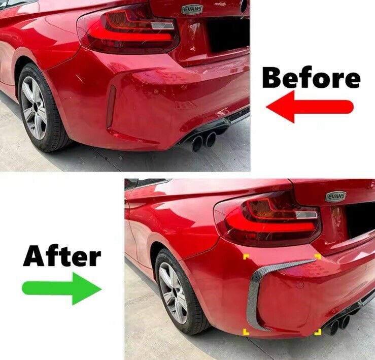 BMW M2 F87 2016-2021 Carbon Fibre Effect Rear Bumper Side Vent Canard Trims 2pcs