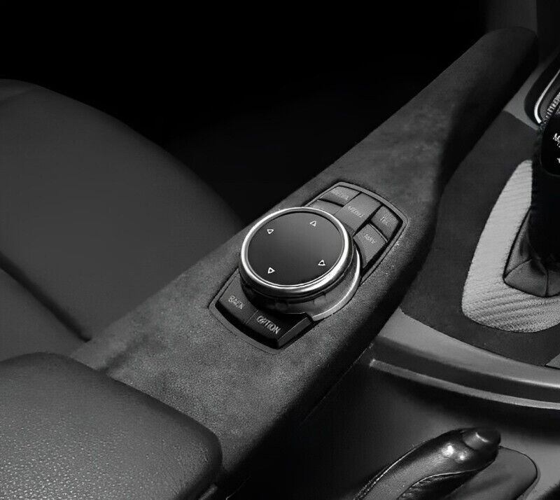 BMW 3 Series 4 Series Black Alcantara Centre Multimedia Panel Trim Cover Overlay