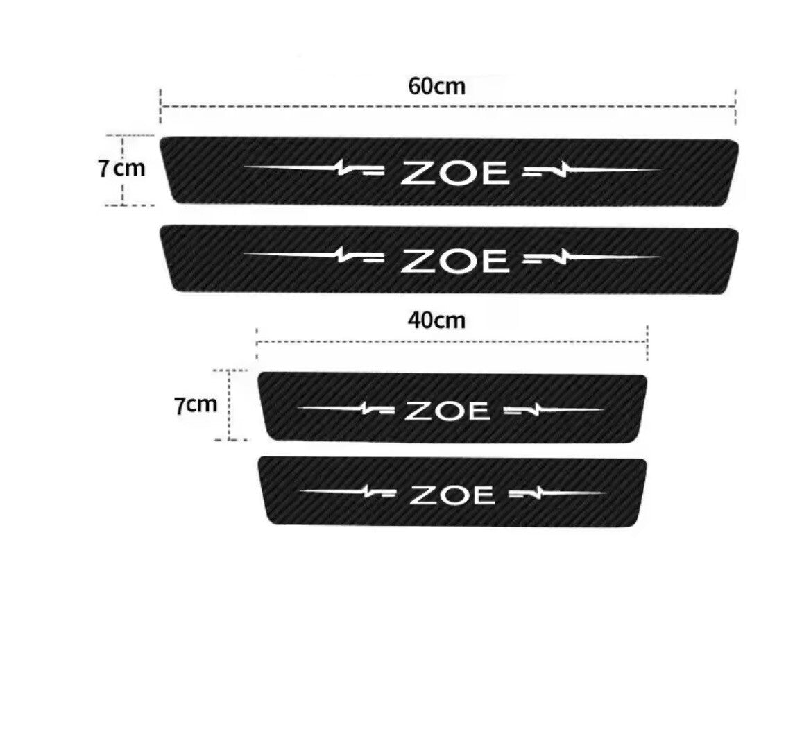 Renault Zoe Carbon Fibre Effect Vinyl Adhesive Door Sill Overlay Strips 4pcs
