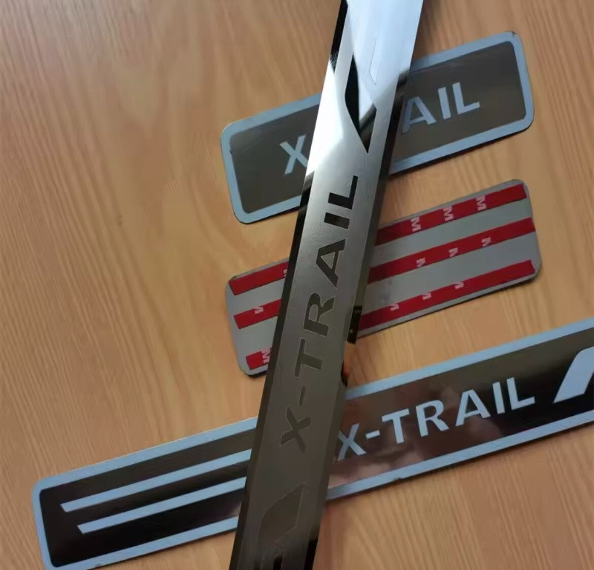 Nissan X-Trail Stainless Steel Door Sill Scuff Protector Plates Silver 4pcs