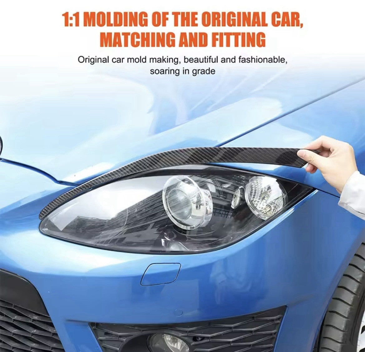 Seat Leon MK2 1P 2008-2012 Soft Carbon Fibre Headlight Eyebrows Eyelids Trim
