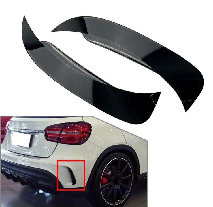 Gloss Black Rear Bumper Grille Vent Canards For Mercedes GLA45 AMG X156 2013-18