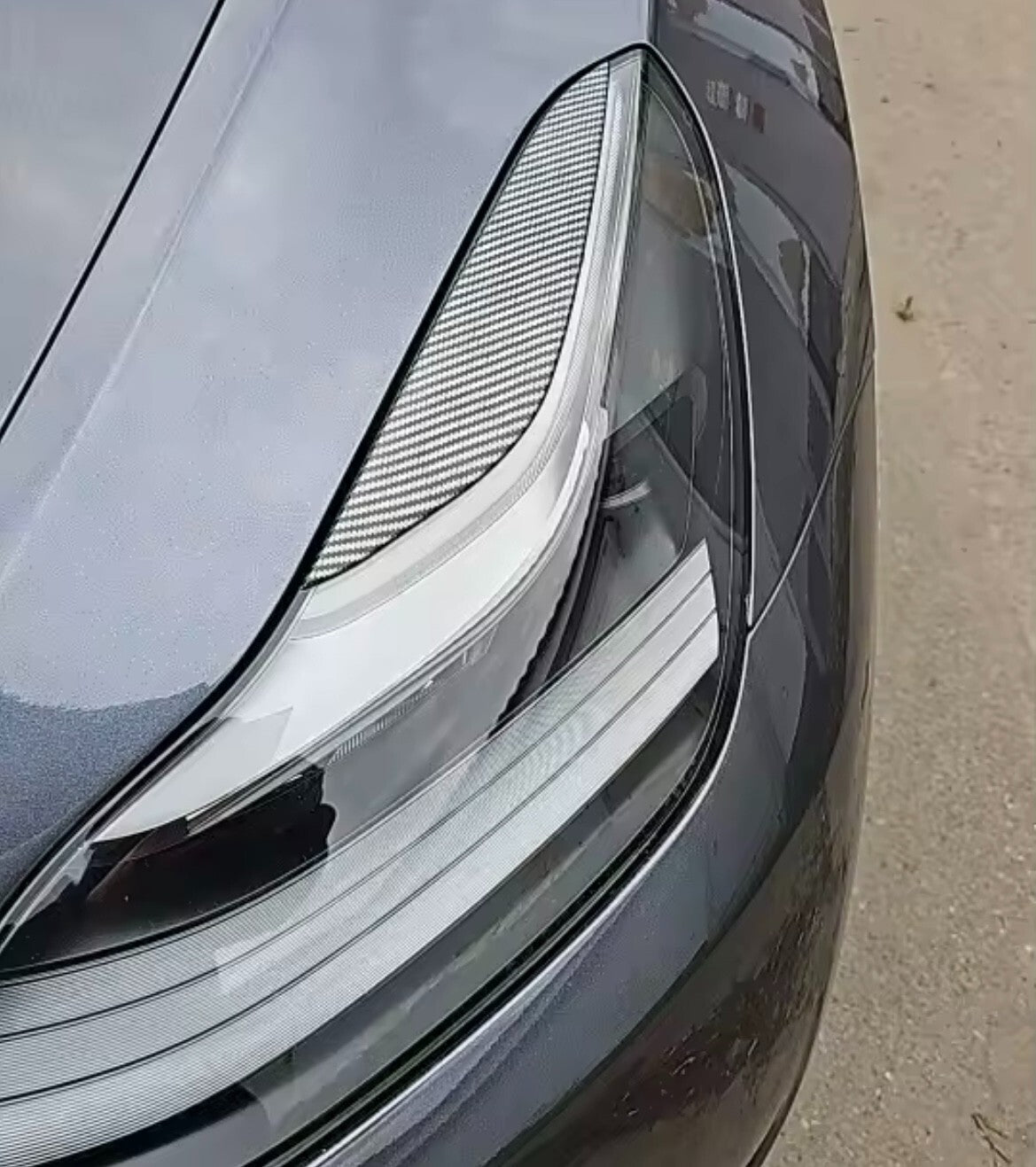 Tesla Model 3 Model Y 2017-2023 Carbon Fibre Headlight Eyelids Eyebrows 2pcs