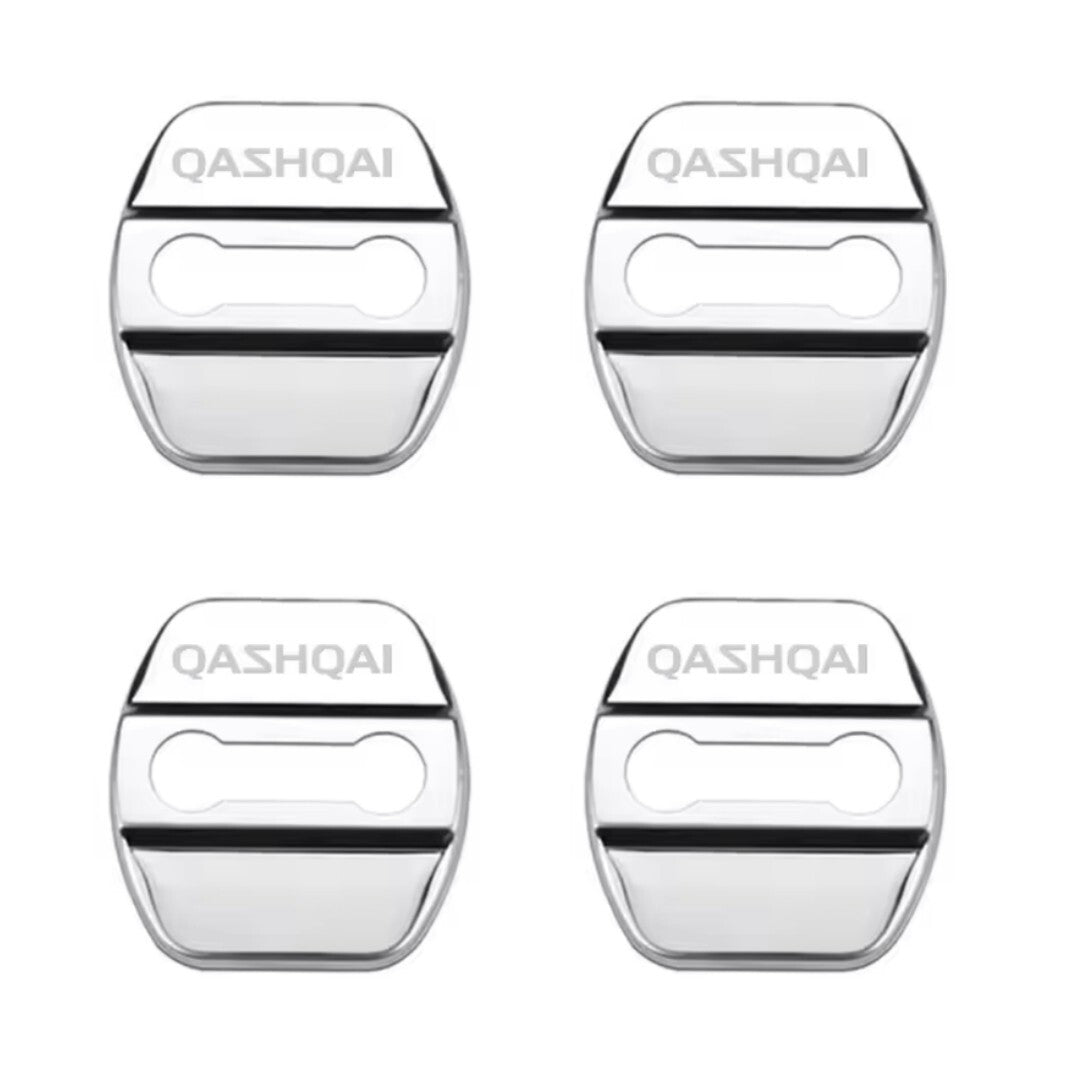 Nissan Qashqai Silver Stainless Steel Door Lock Protector Covers Accessories 4pc