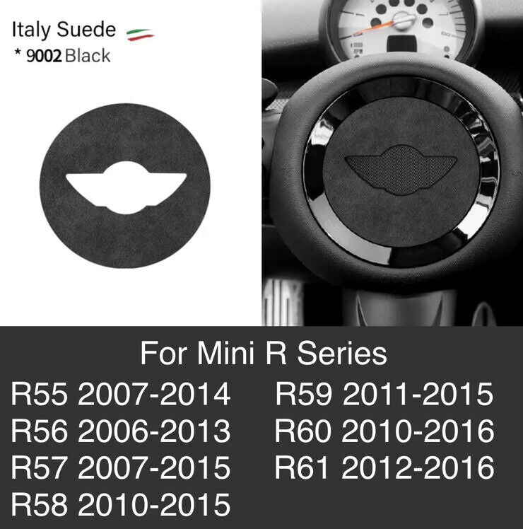 Black Alcantara Central Steering Wheel Trim Cover For Mini Cooper R Series