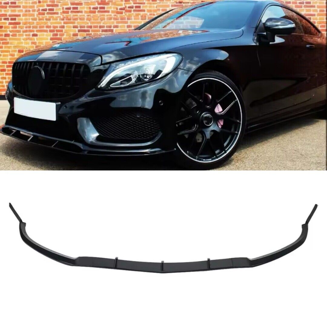 Mercedes C Class W205 C205 AMG Line Sport Gloss Black Front Splitter Kit Lip