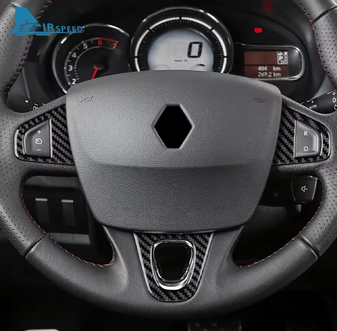 Renault Megane RS Fluence 2009-2014 Carbon Fibre Steering Wheel Trim Cover 3pcs