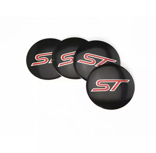 Ford Fiesta Focus ST 56mm Wheel Centre Cap Overlay Cover 4pcs Black & Red