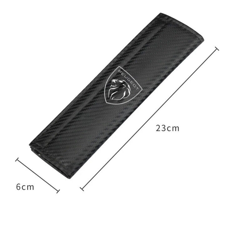 2pcs Peugeot Seatbelt Cover Shoulder Pads PU Leather Carbon For Peugeot Vehicles