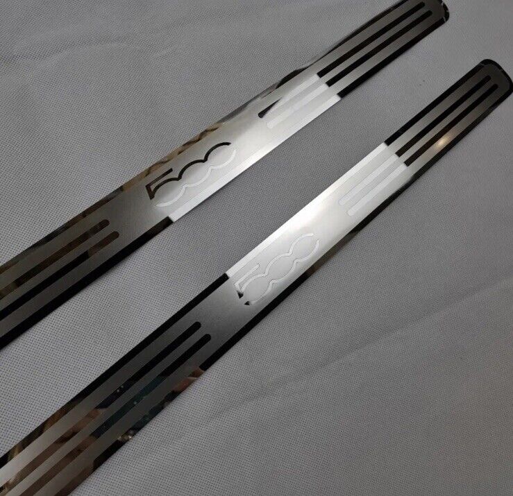 Fiat 500 Stainless Steel Door Sill Protector Strips Scuff Plates Kick Plates