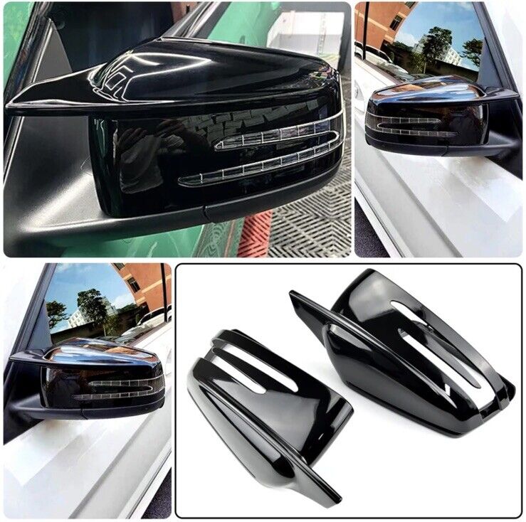 Mercedes A B C CLA E GLA Class Gloss Black Wing Mirror Caps Covers Blade Style