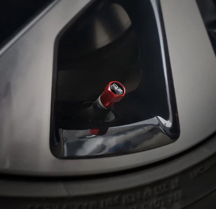 4pcs Red Metal OZ Racing Tyre Stem Valve Dust Caps Universal Fit