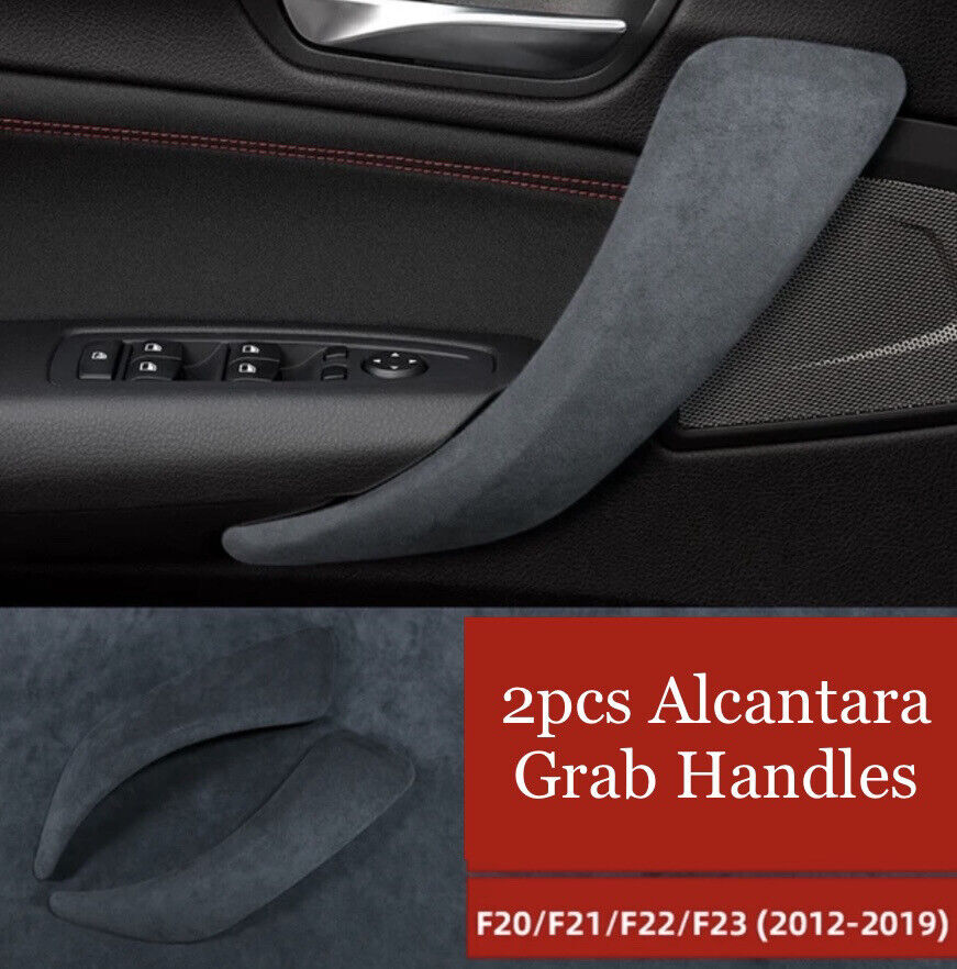 BMW 1 2 Series F20 F21 F22 F23 Black Alcantara Door Grab Handle Trim Covers 2pcs