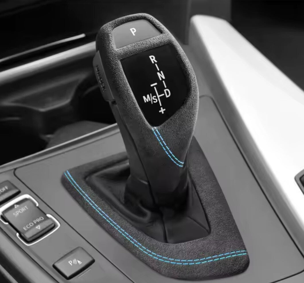 BMW 1 2 3 4 Series Alcantara Automatic Gear Base Surround Cover Blue Line