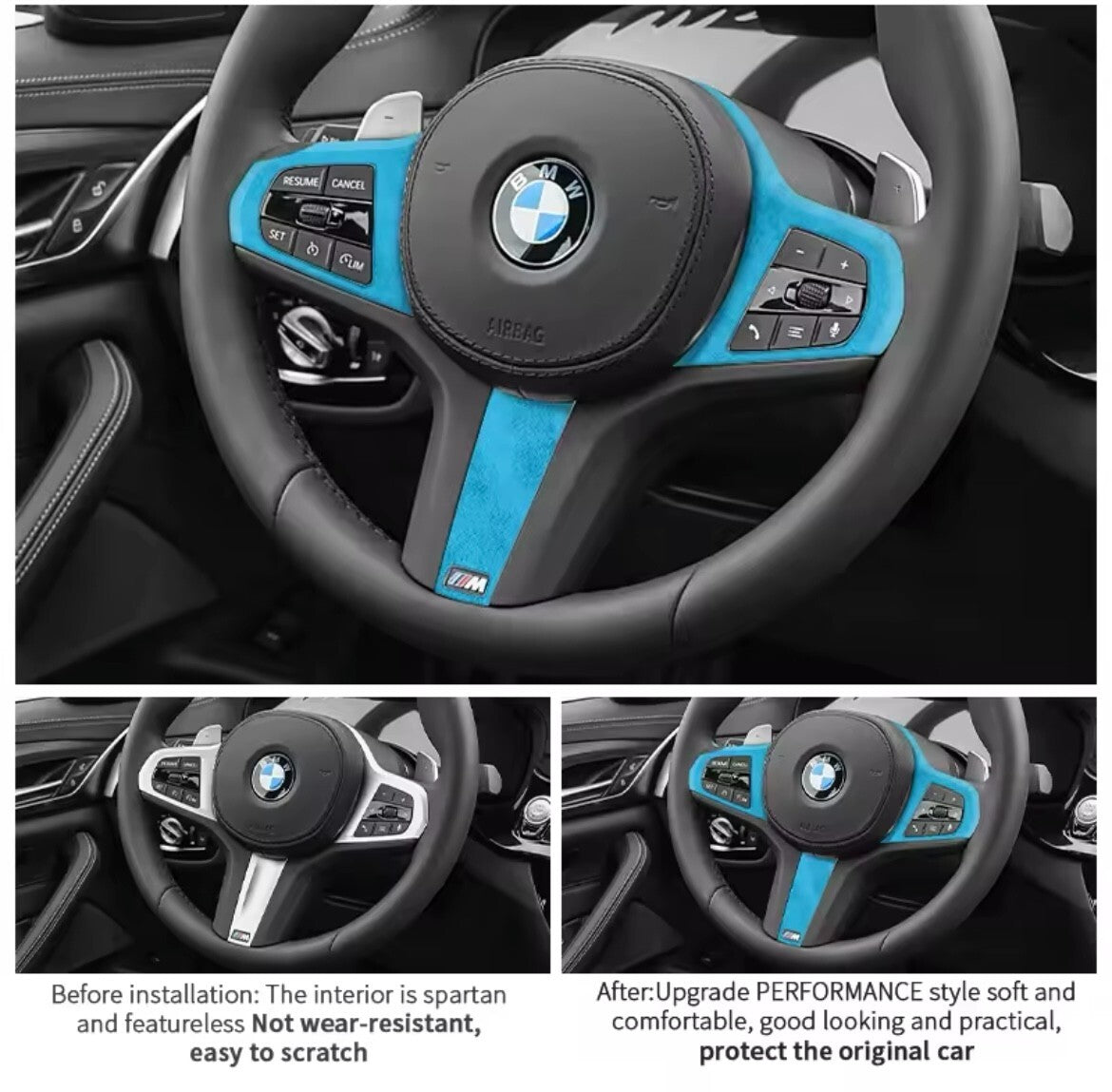 BMW F40 G30 G28 G20 G21 G11 G12 Z4 G32 Alcantara Steering Wheel Trim Pick Colour