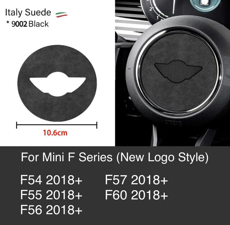 Black Alcantara Central Steering Wheel Trim Cover For Mini Cooper F Series 2018+