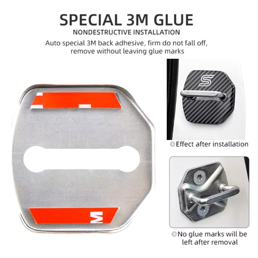 Ford Zetec S Carbon Fibre Door Lock Covers For Ford Fiesta Focus Zetec S 4pcs