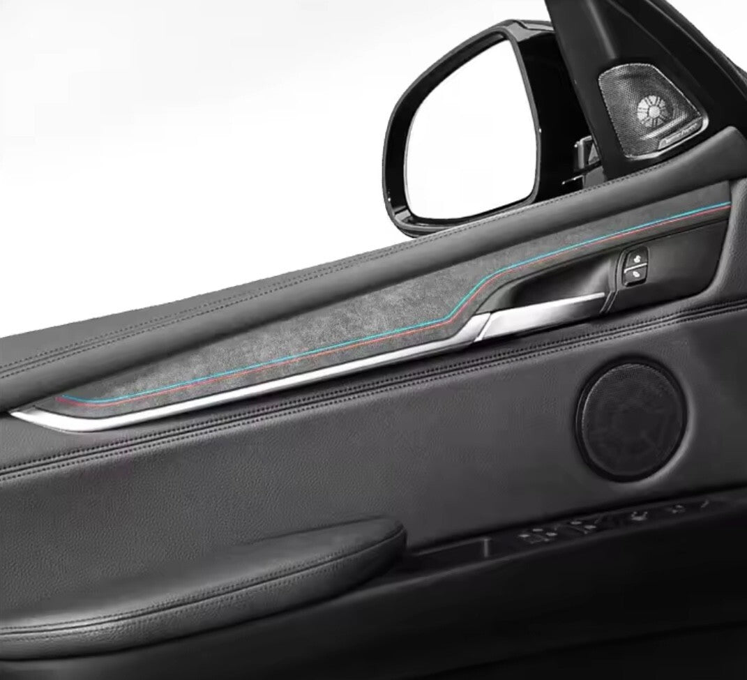 BMW X6 F16 2016-2019 Black Alcantara Door Card Panel Trim Cover Set 4pcs
