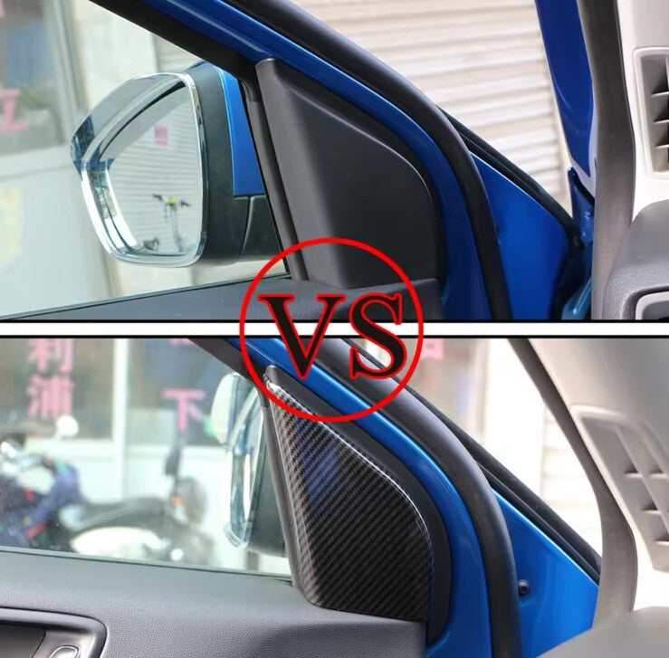 Ford Focus MK4 Carbon Fibre Effect A Pillar Window Surround Cover Trim 2pcs