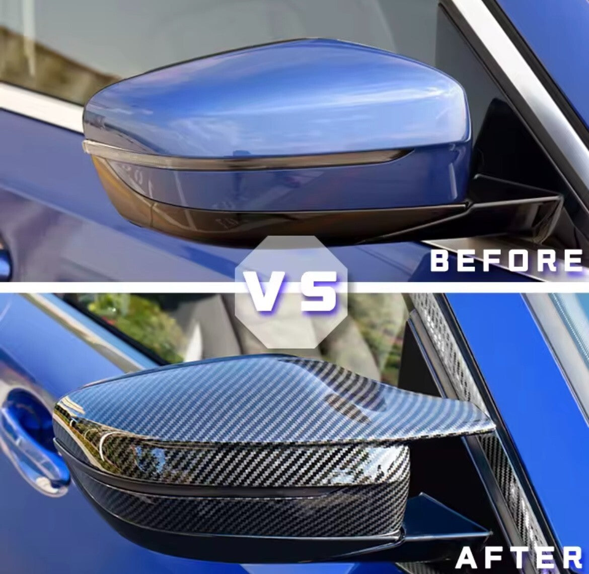 New Models BMW 3 4 5 7 8 Series Carbon Fibre Effect M Style Wing Mirror Caps 2pc