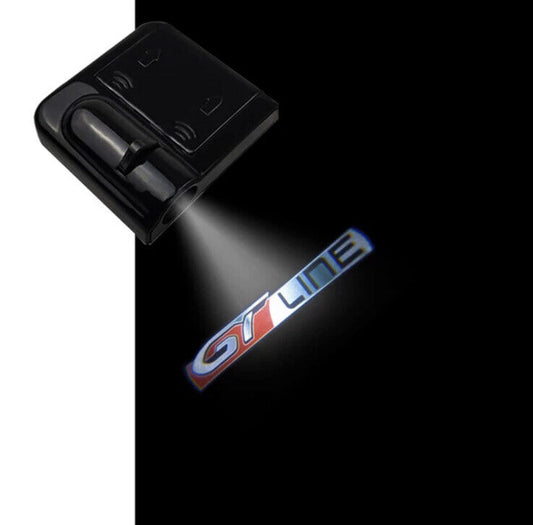 2pcs Wireless GT Line LED Laser Projector Welcome Lights For Peugeot Vehicles