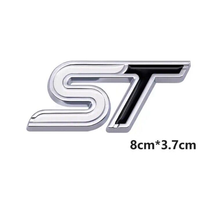 Ford ST Badge Black & White Two Tone Tailgate Boot Badge 3D Metal Fiesta Focus