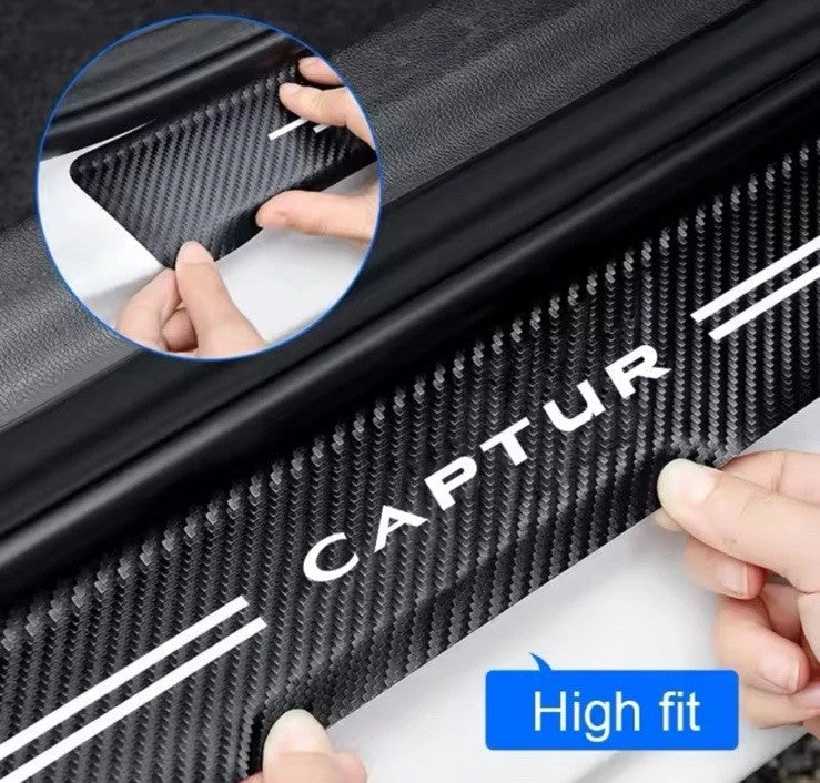 Renault Captur Car Door Sill Protective Strips Overlays Vinyl Carbon Effect 4pcs