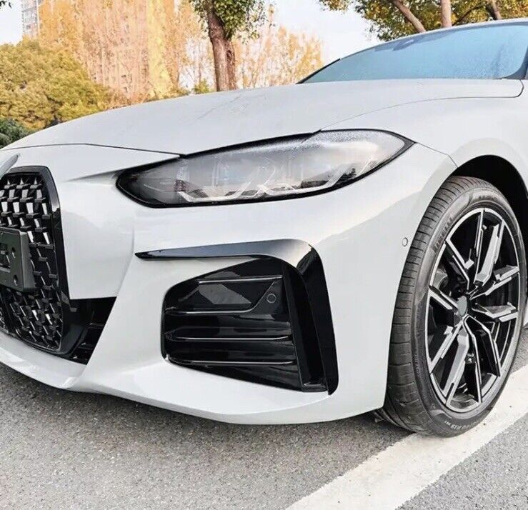 BMW 4 Series 2021-2024 Gloss Black Front Bumper Side Grille Vent Canards 2pcs